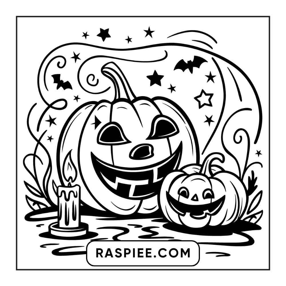 100 Bold and Easy Cute Halloween Coloring Pages Printable PDF Instant Download