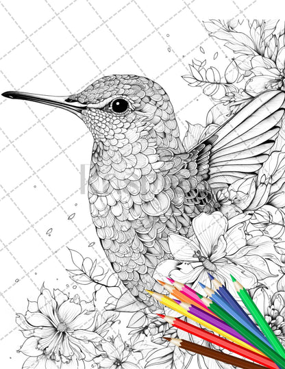 30 Animal Floral Printable Coloring Pages for Adults, Grayscale Coloring Book, Printable PDF File Download