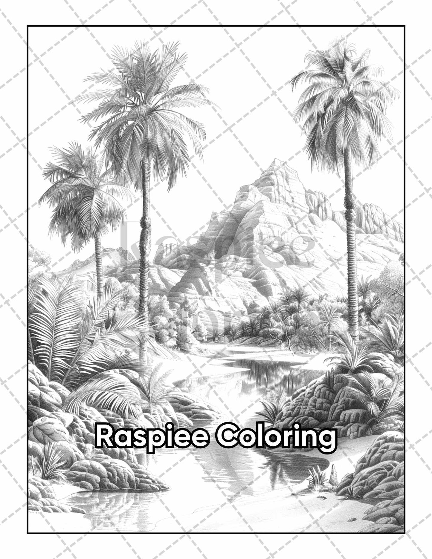 101 Relaxing Landscapes Grayscale Adult Coloring Pages Printable PDF Instant Download