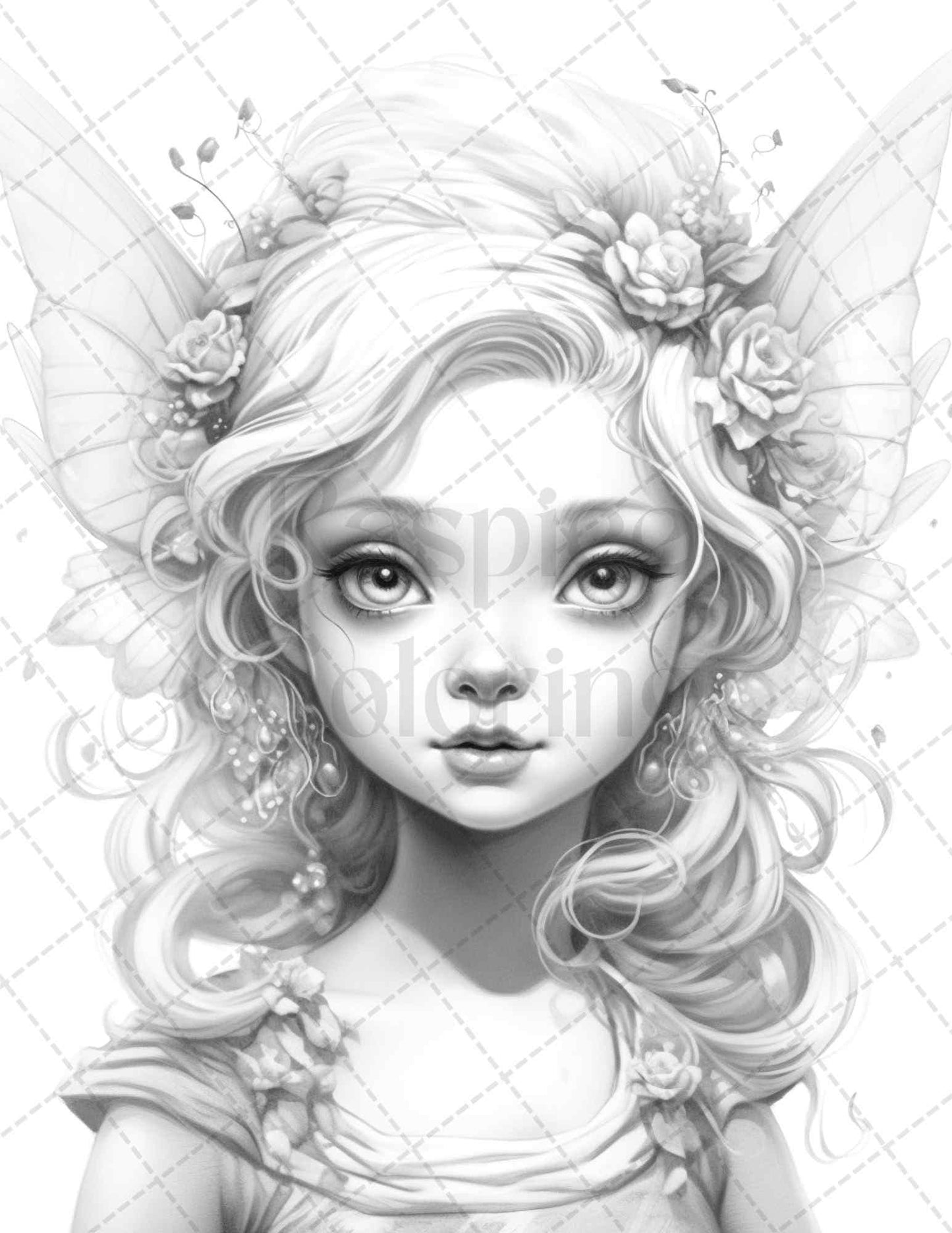 45 Adorable Chibi Fairy Grayscale Coloring Pages Printable for Adults, PDF File Instant Download