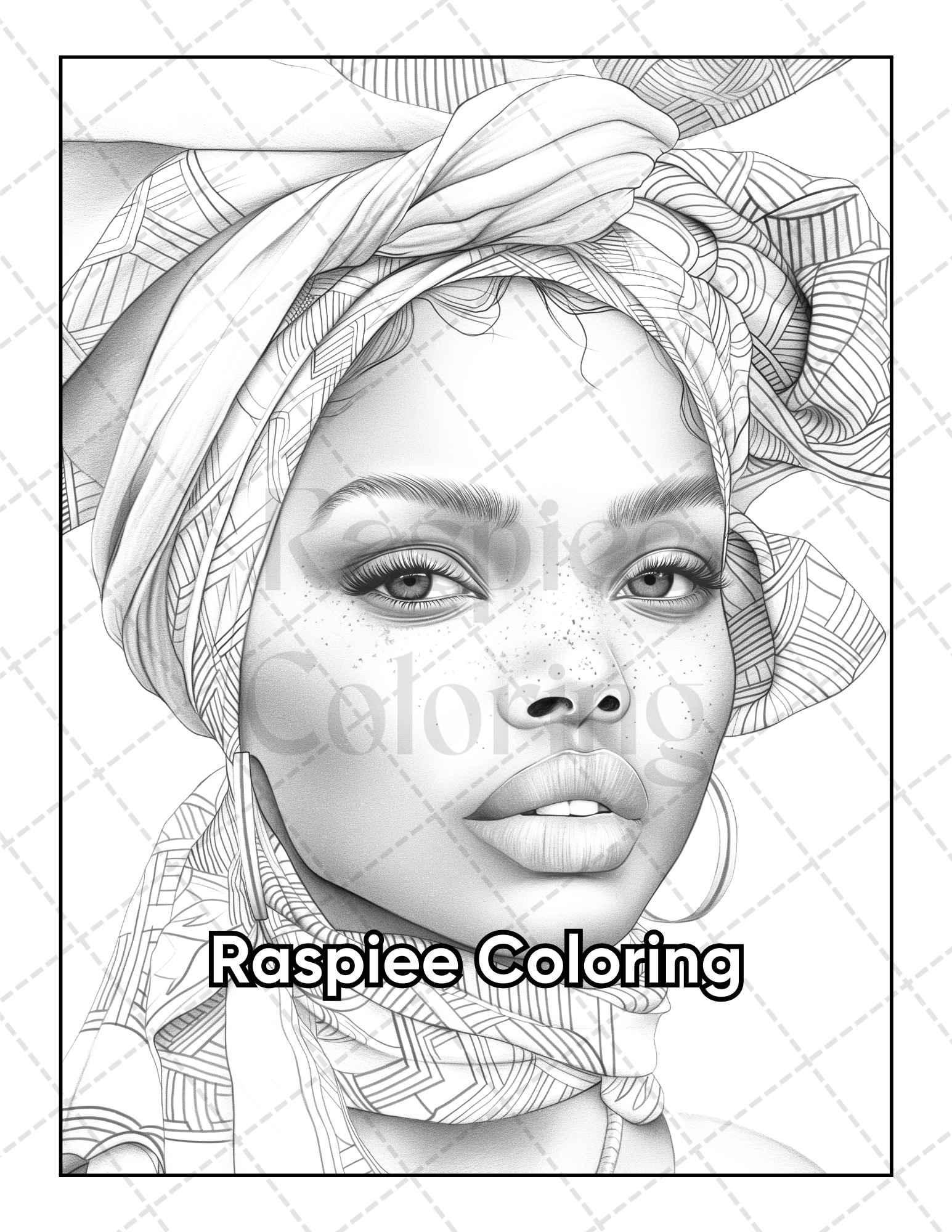 50 Black Women Portrait Coloring Pages for Adults Printable PDF Instant Download