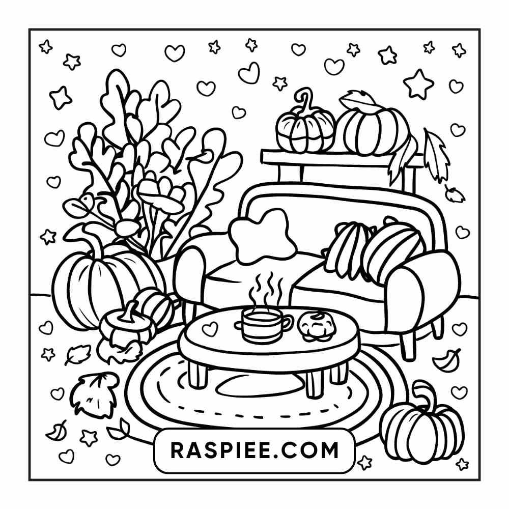 114 Cozy Autumn Bold & Easy Coloring Pages PDF Printable Instant Download