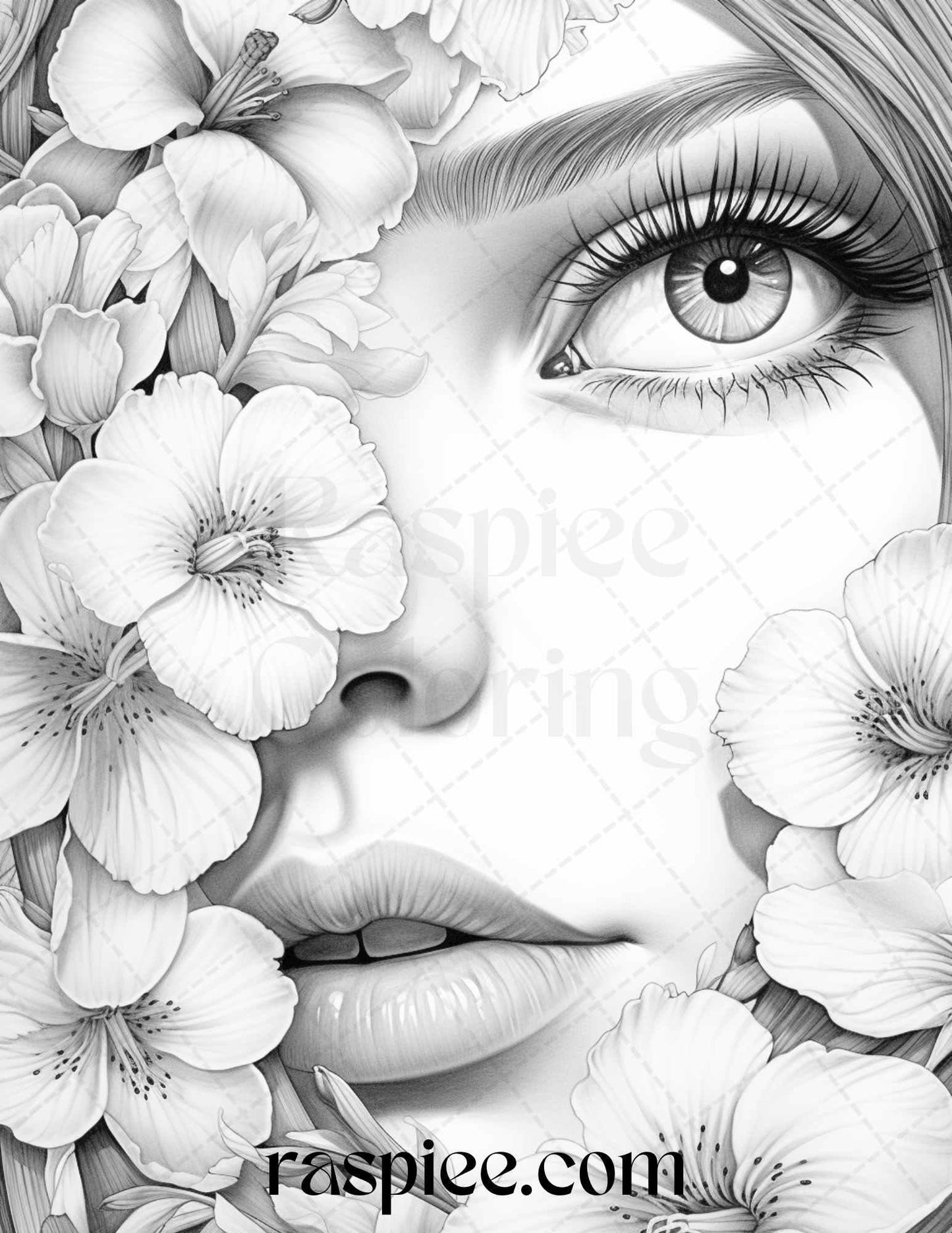 40 Charming Eyes Grayscale Coloring Pages Printable for Adults, PDF File Instant Download