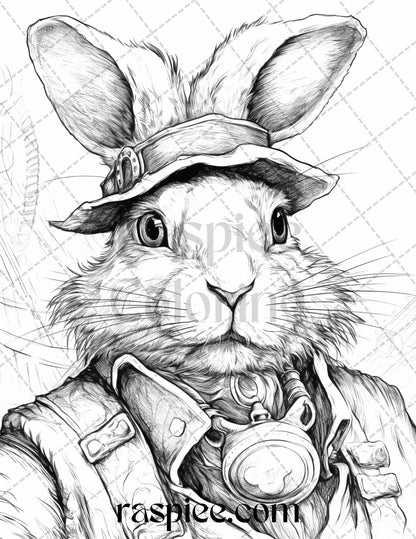 40 Pirate Animals Grayscale Coloring Pages Printable for Adults, PDF File Instant Download