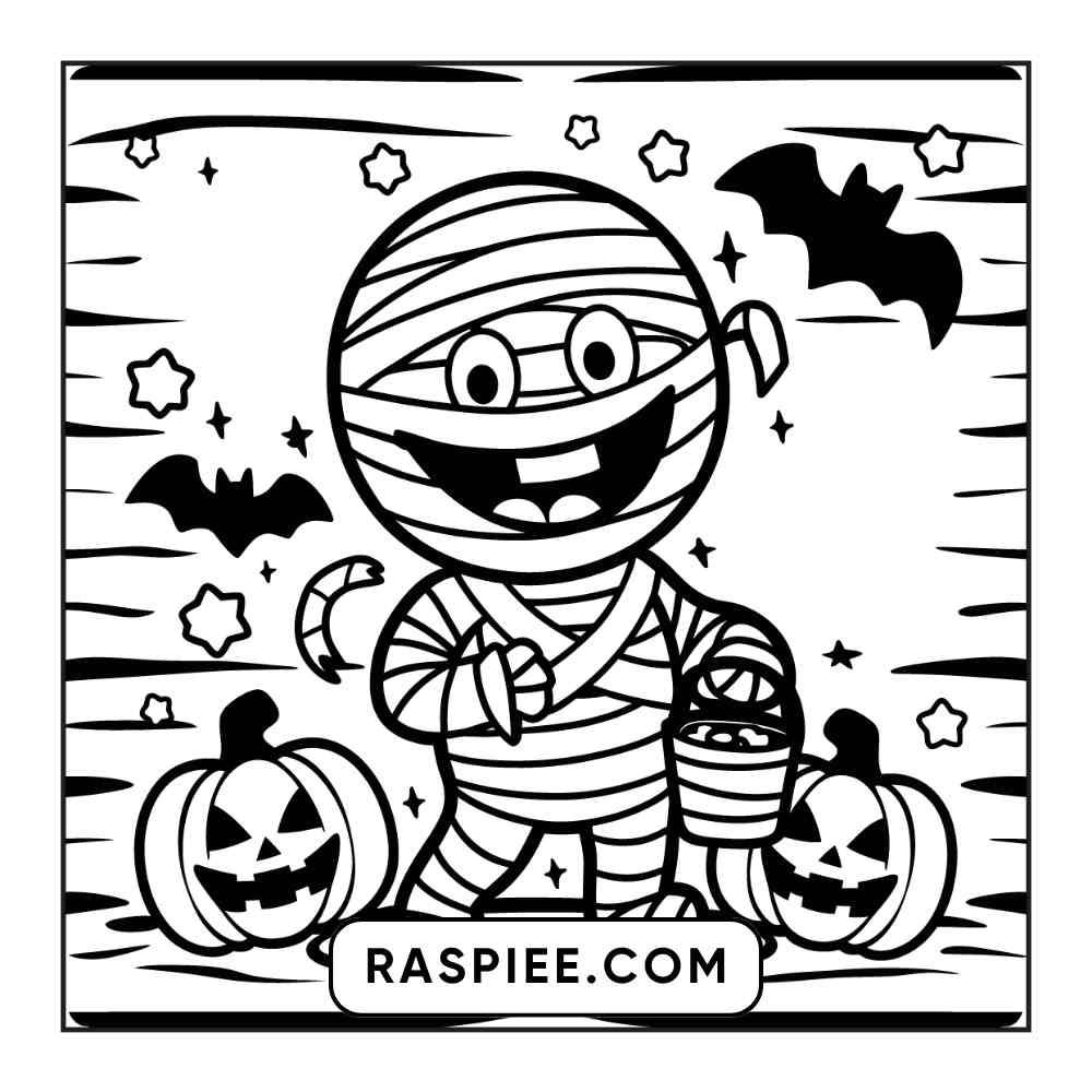 100 Bold and Easy Cute Halloween Coloring Pages Printable PDF Instant Download