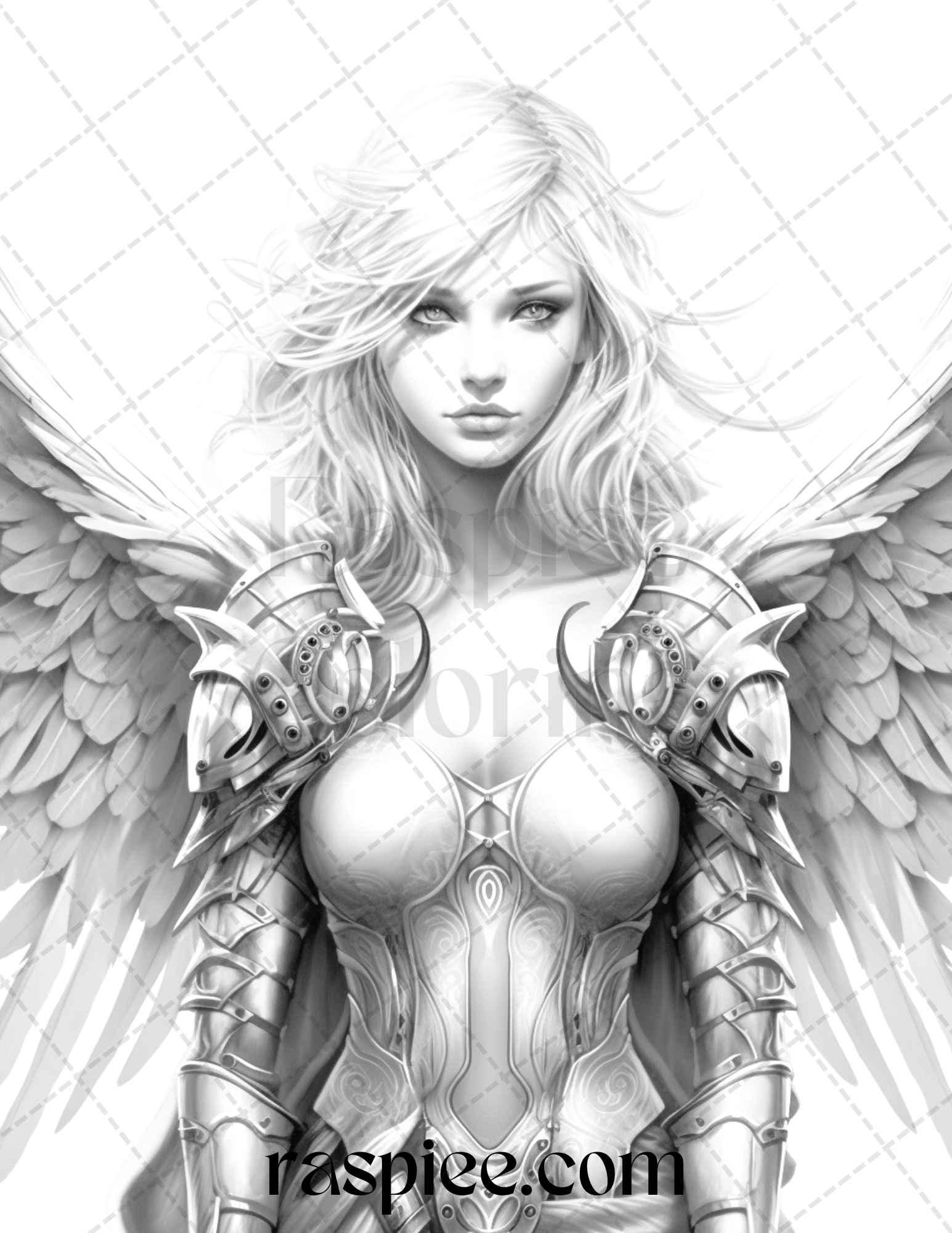 42 Enchanting Angels Grayscale Coloring Pages Printable for Adults, PDF File Instant Download