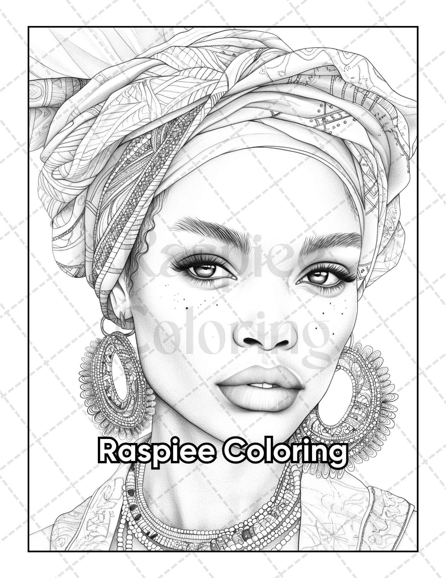 50 Black Women Portrait Coloring Pages for Adults Printable PDF Instant Download