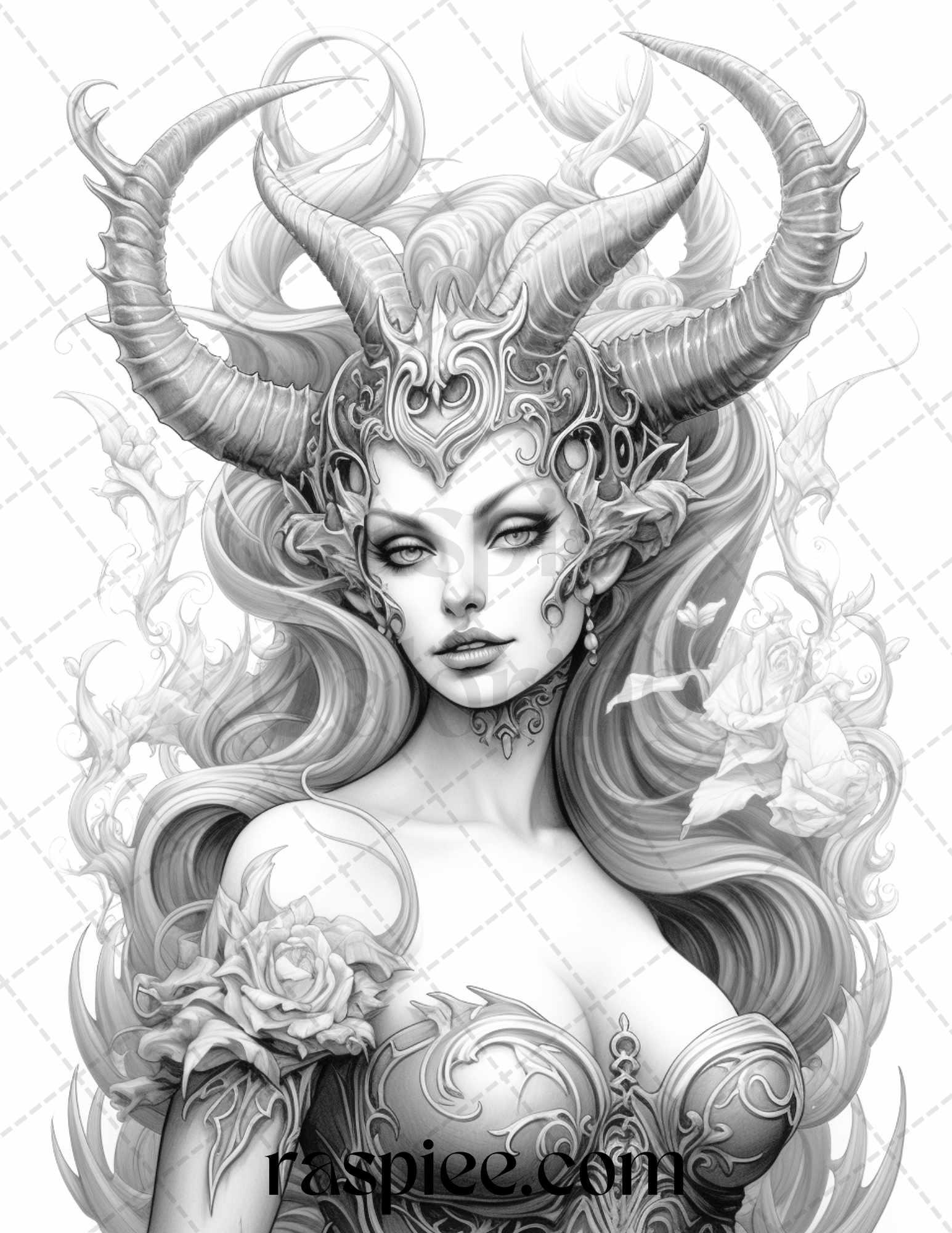 40 Dark Evil Fairy Grayscale Coloring Pages Printable for Adults, PDF File Instant Download