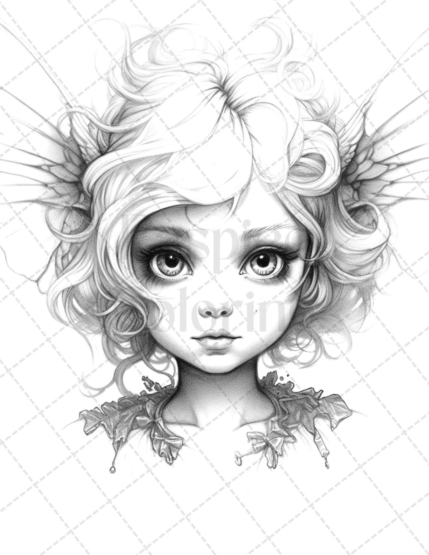 45 Adorable Chibi Fairy Grayscale Coloring Pages Printable for Adults, PDF File Instant Download