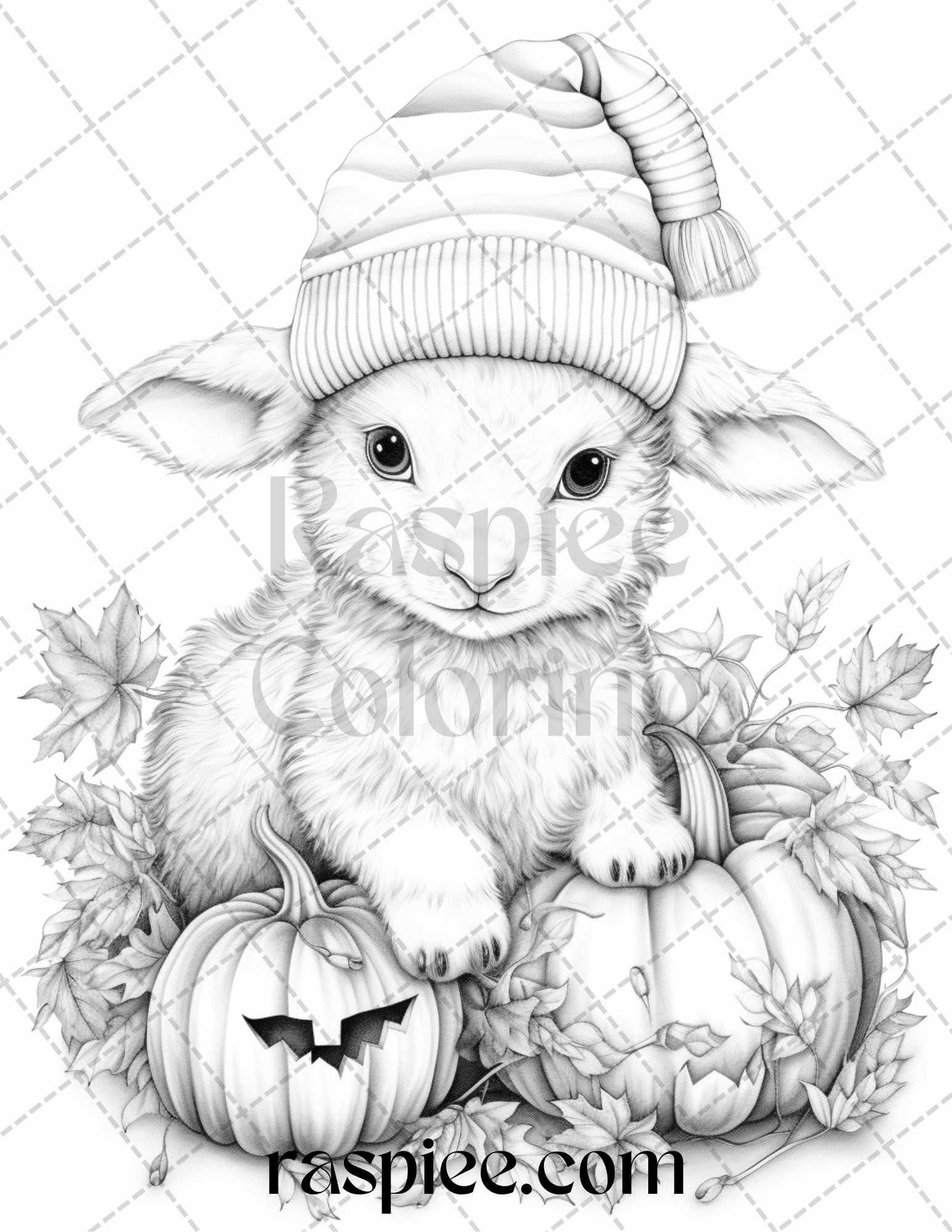 40 Cute Fall Animals Grayscale Coloring Pages Printable for Adults and Kids, PDF File Instant Download