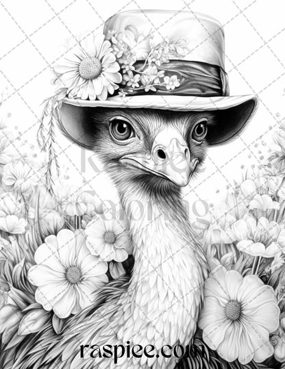 40 Cute Fall Animals Grayscale Coloring Pages Printable for Adults and Kids, PDF File Instant Download