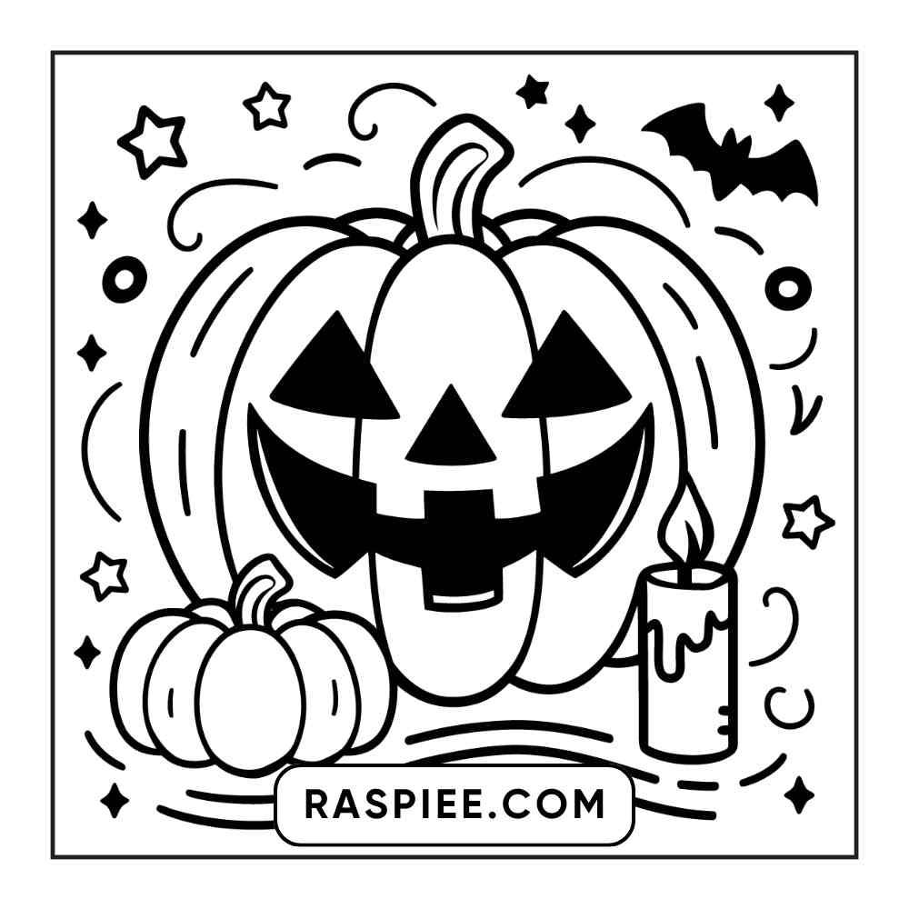 100 Bold and Easy Cute Halloween Coloring Pages Printable PDF Instant Download