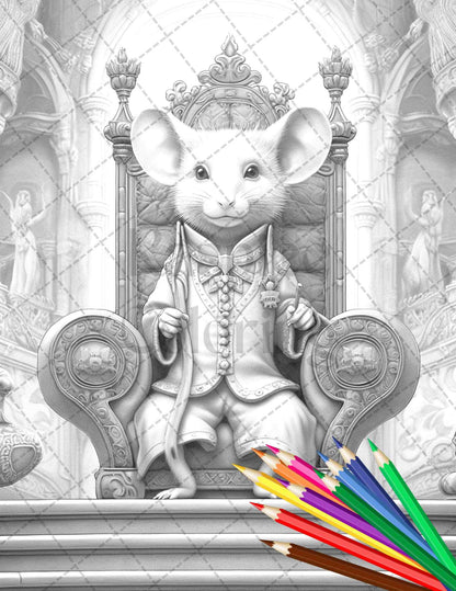 40 Little Mouse Prince Grayscale Coloring Pages Printable for Adults, PDF File Instant Download