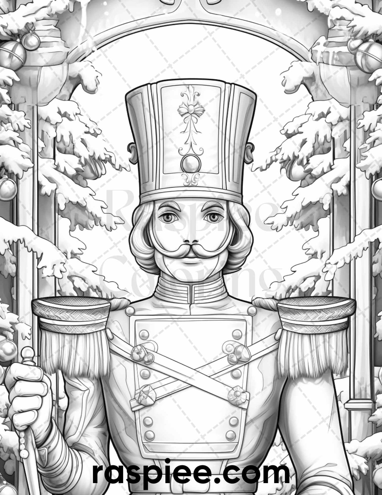 40 Christmas Nutcrackers Grayscale Coloring Pages for Adults, Printable PDF File Instant Download