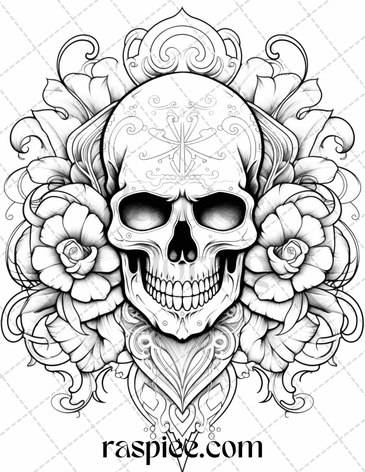 40 Beautiful Tattoos Grayscale Coloring Pages Printable for Adults, PDF File Instant Download