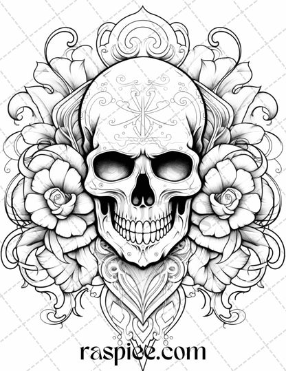 40 Beautiful Tattoos Grayscale Coloring Pages Printable for Adults, PDF File Instant Download