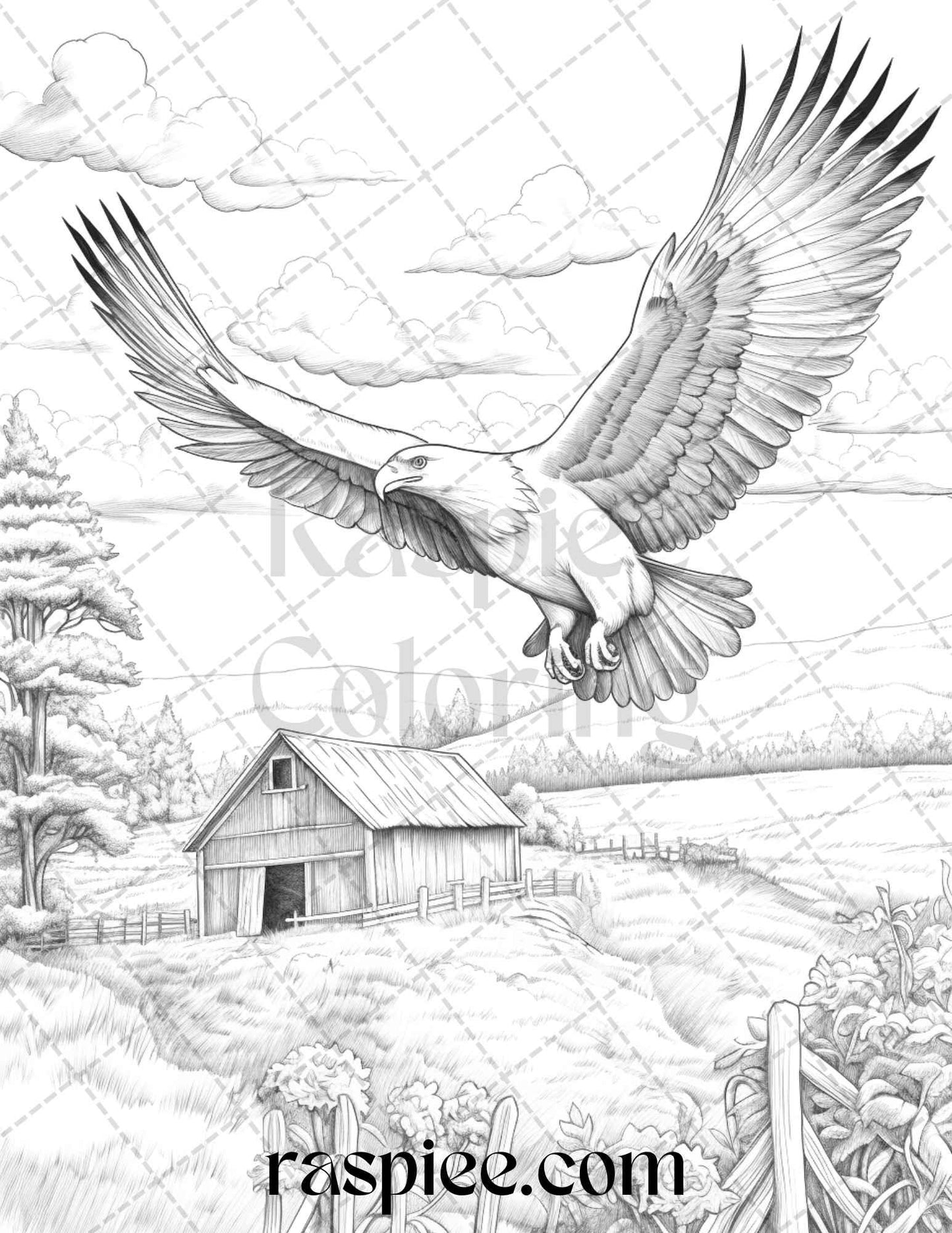 40 Farmstead Serenity Grayscale Coloring Pages Printable for Adults, PDF File Instant Download