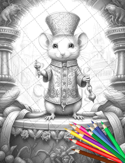 40 Little Mouse Prince Grayscale Coloring Pages Printable for Adults, PDF File Instant Download