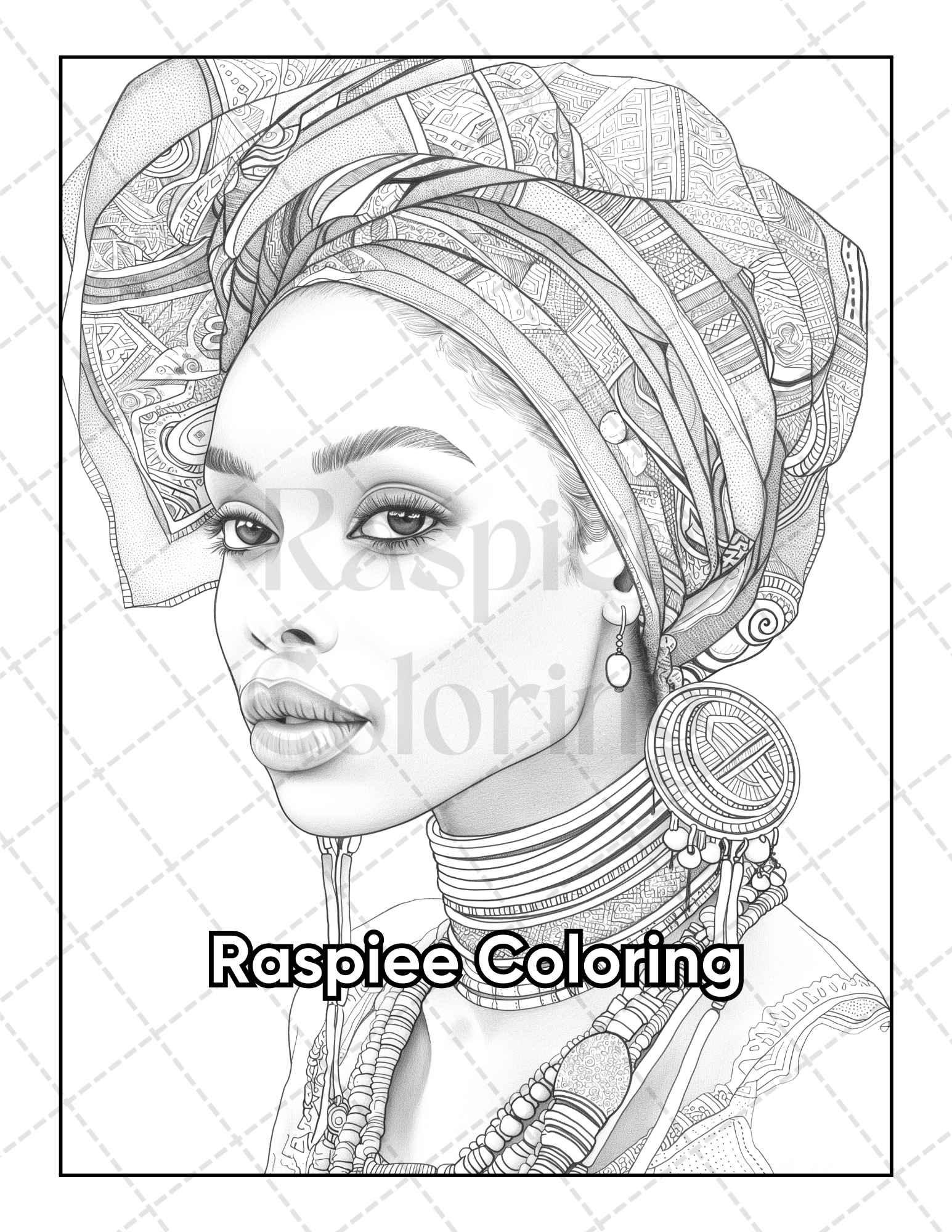 50 Black Women Portrait Coloring Pages for Adults Printable PDF Instant Download