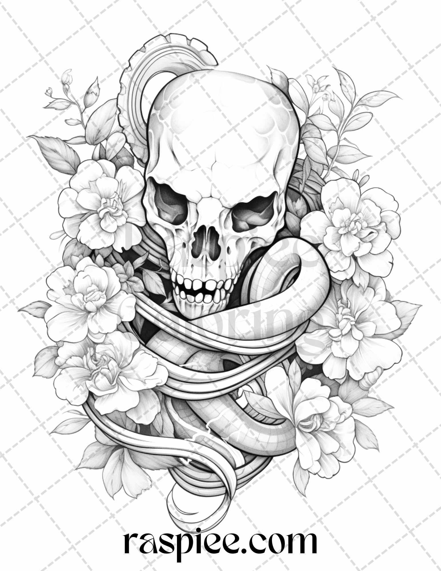 40 Beautiful Tattoos Grayscale Coloring Pages Printable for Adults, PDF File Instant Download