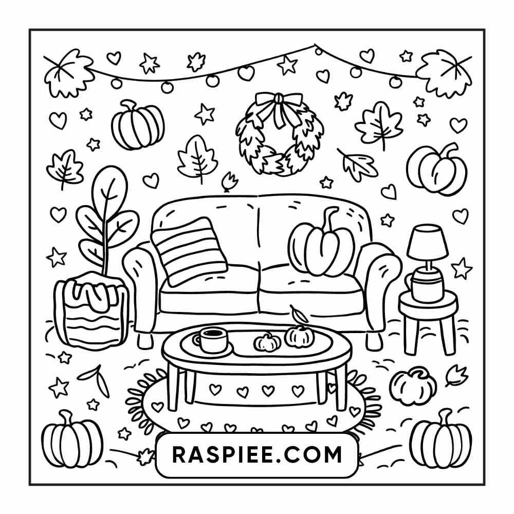 114 Cozy Autumn Bold & Easy Coloring Pages PDF Printable Instant Download