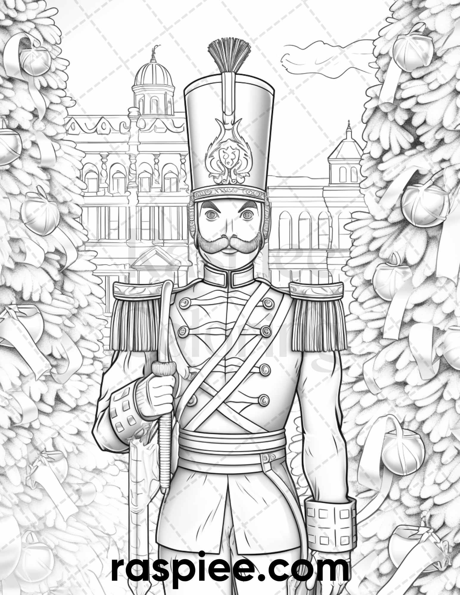 40 Christmas Nutcrackers Grayscale Coloring Pages for Adults, Printable PDF File Instant Download