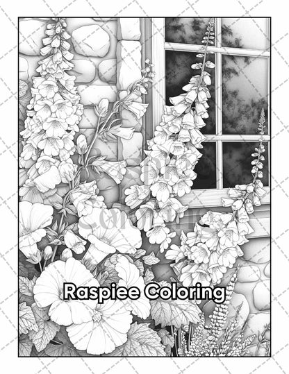 50 Balcony Garden Adult Coloring Pages Printable PDF Instant Download