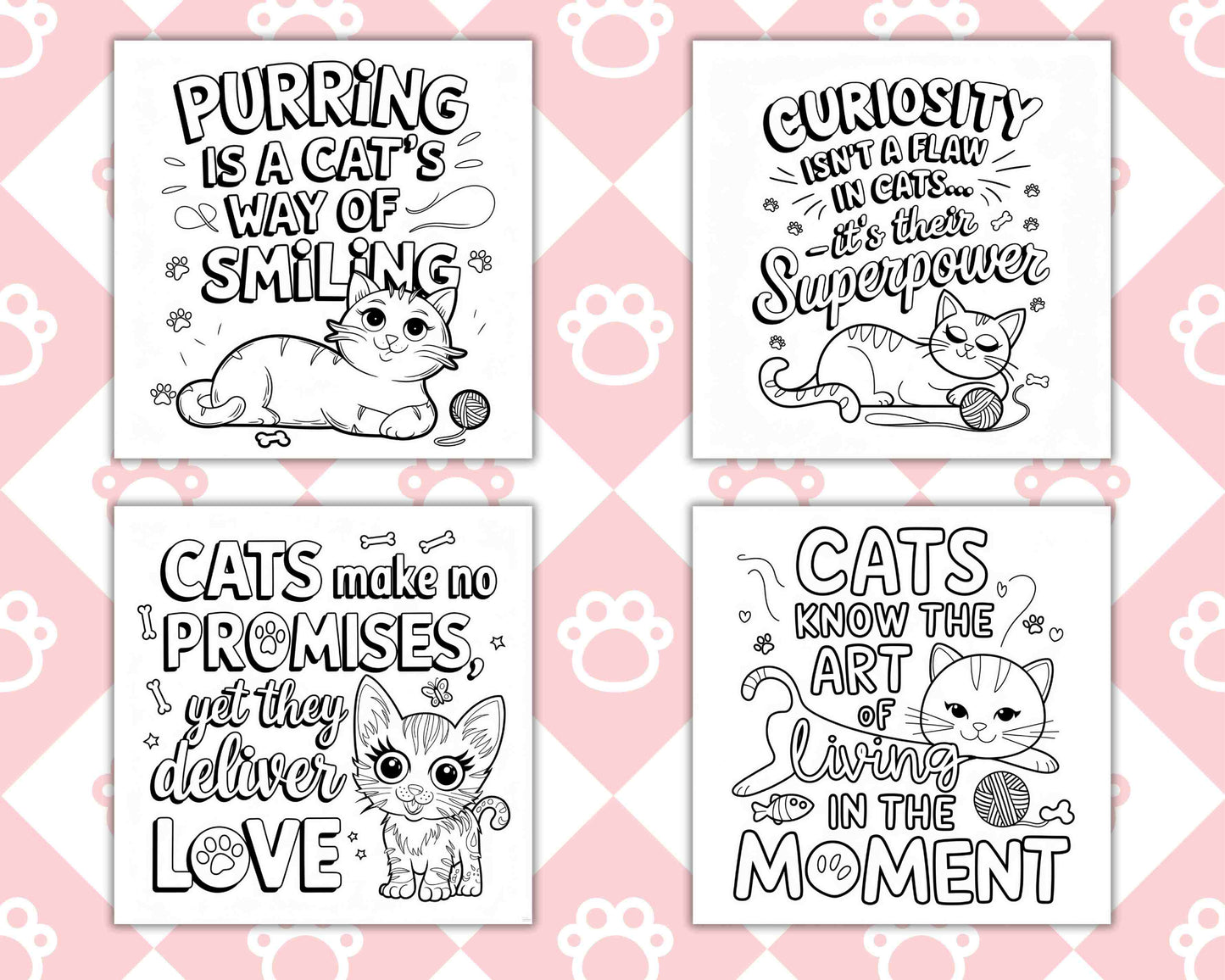 100 Bold and Easy Cute Cats Coloring Pages