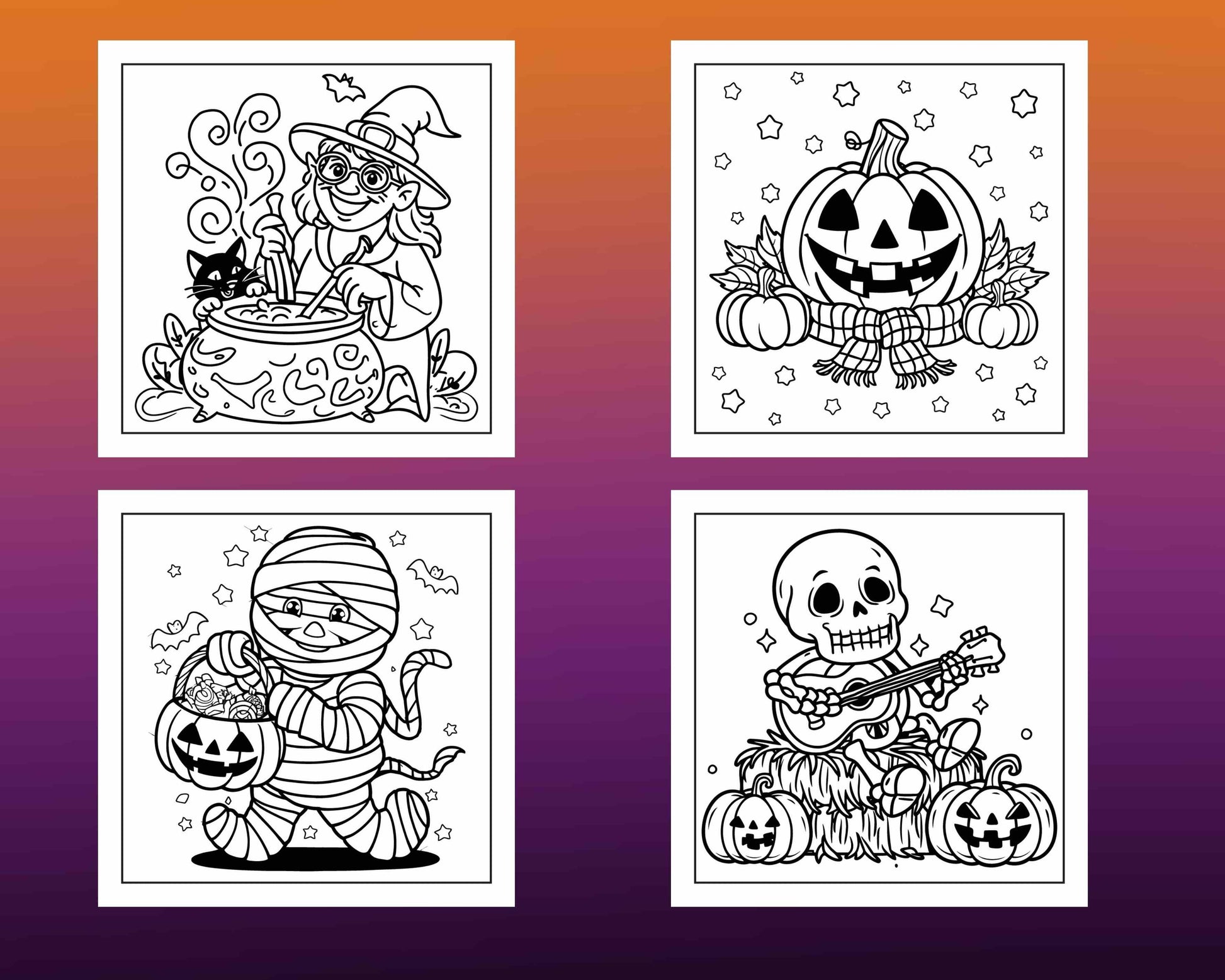 84 Cozy Halloween Bold & Easy Coloring Pages Printable PDF Instant Download