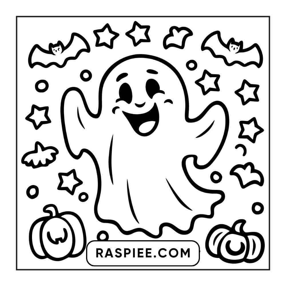 100 Bold and Easy Cute Halloween Coloring Pages Printable PDF Instant Download