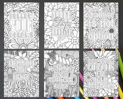 100 Free Motivational Quotes Adult Coloring Pages Printable PDF Instant Download