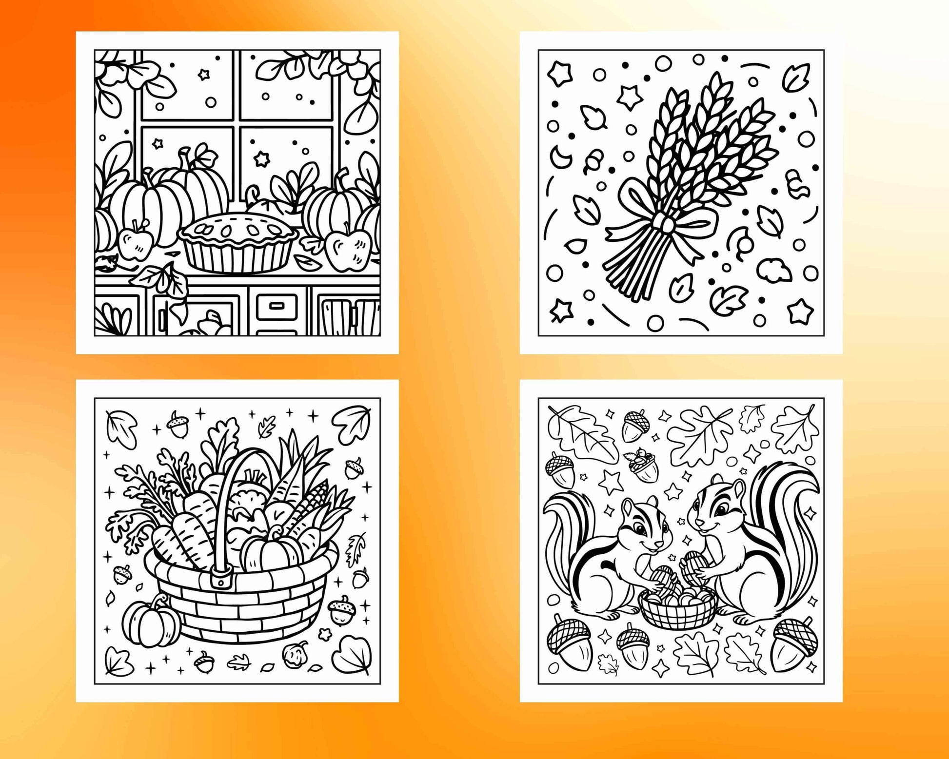 114 Cozy Autumn Bold & Easy Coloring Pages PDF Printable Instant Download