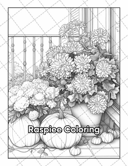 50 Balcony Garden Adult Coloring Pages Printable PDF Instant Download