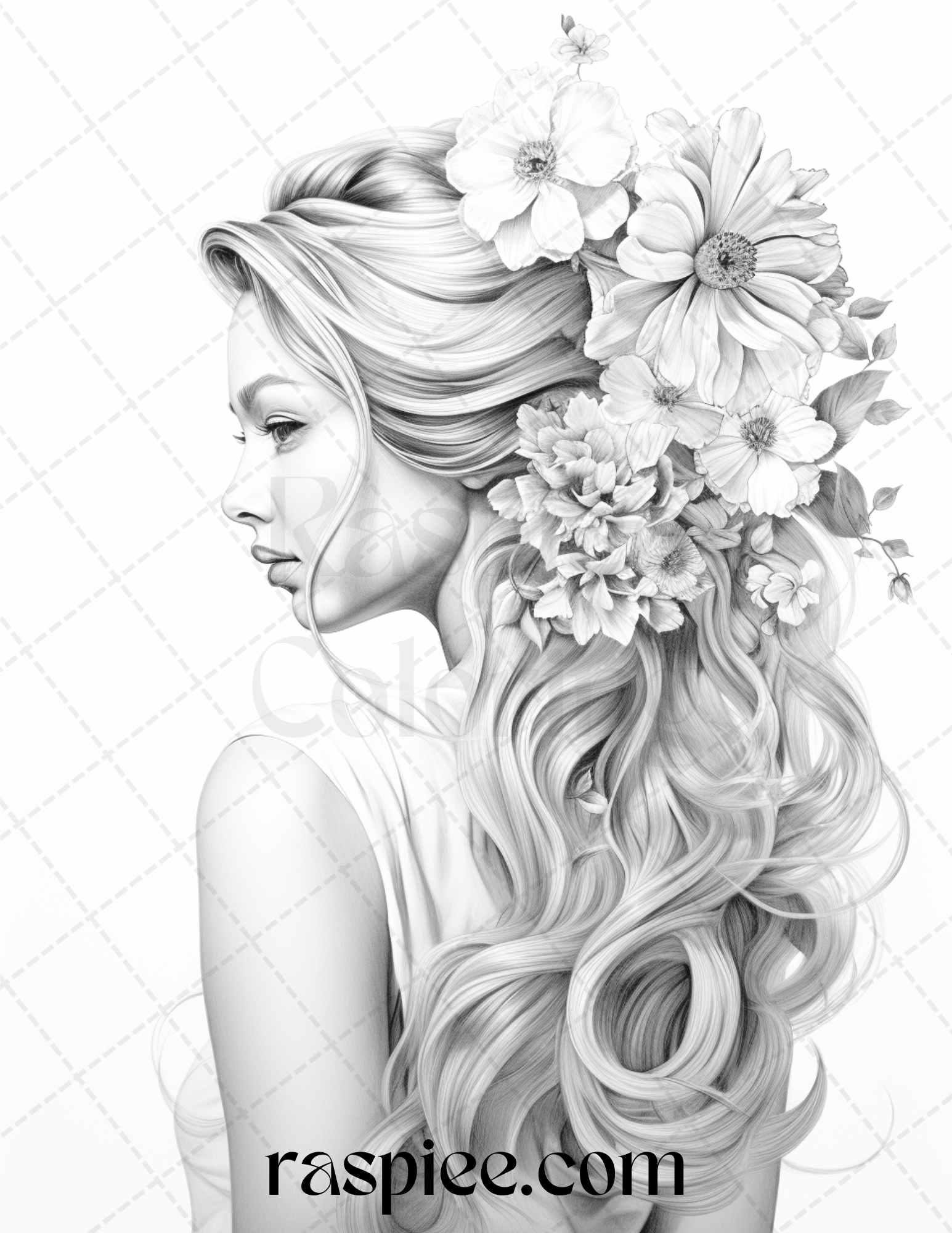 43 Beautiful Hairstyles Grayscale Coloring Pages Printable for Adults, PDF File Instant Download