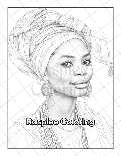 50 Black Women Portrait Coloring Pages for Adults Printable PDF Instant Download