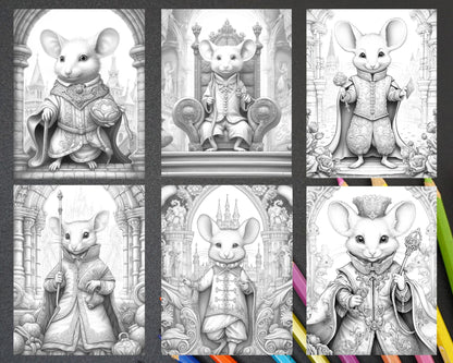 40 Little Mouse Prince Grayscale Coloring Pages Printable for Adults, PDF File Instant Download