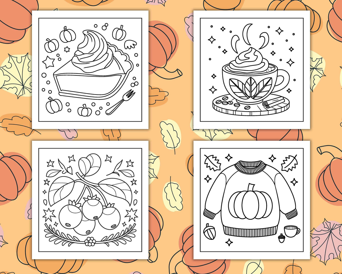 108 Bold and Easy Thanksgiving Coloring Pages Printable PDF Instant Download