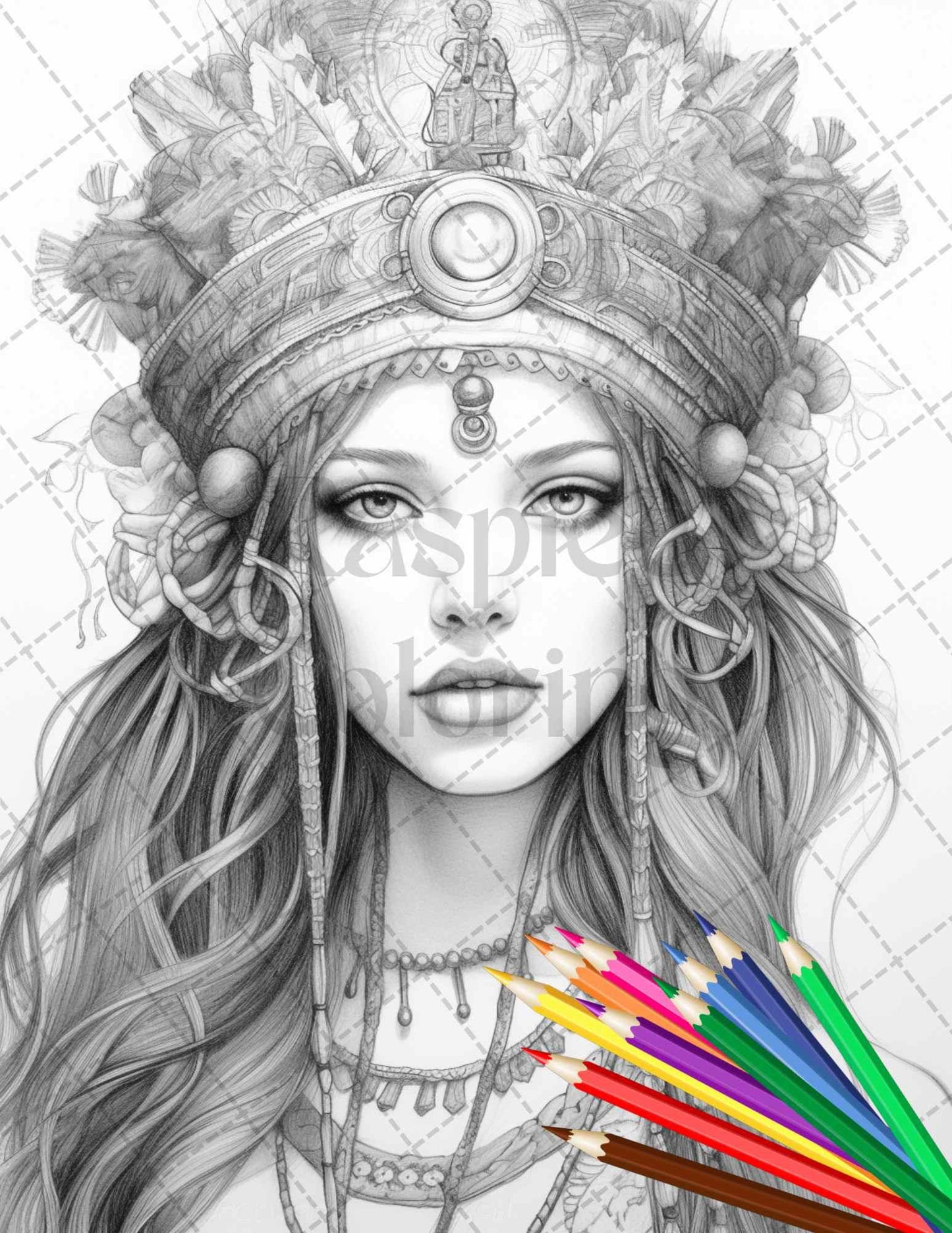 43 Beautiful Hippie Girls Grayscale Coloring Pages Printable for Adults, PDF File Instant Download