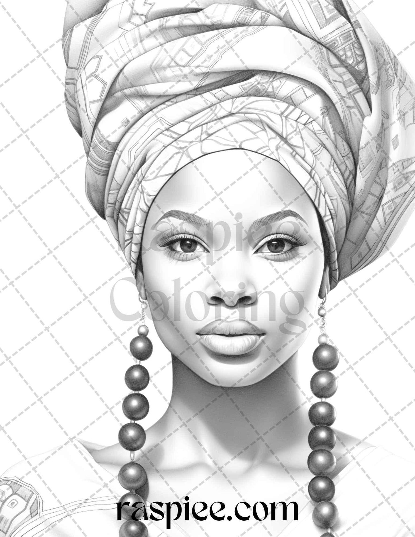 40 Beautiful African Women Grayscale Coloring Pages Printable for Adults, PDF File Instant Download