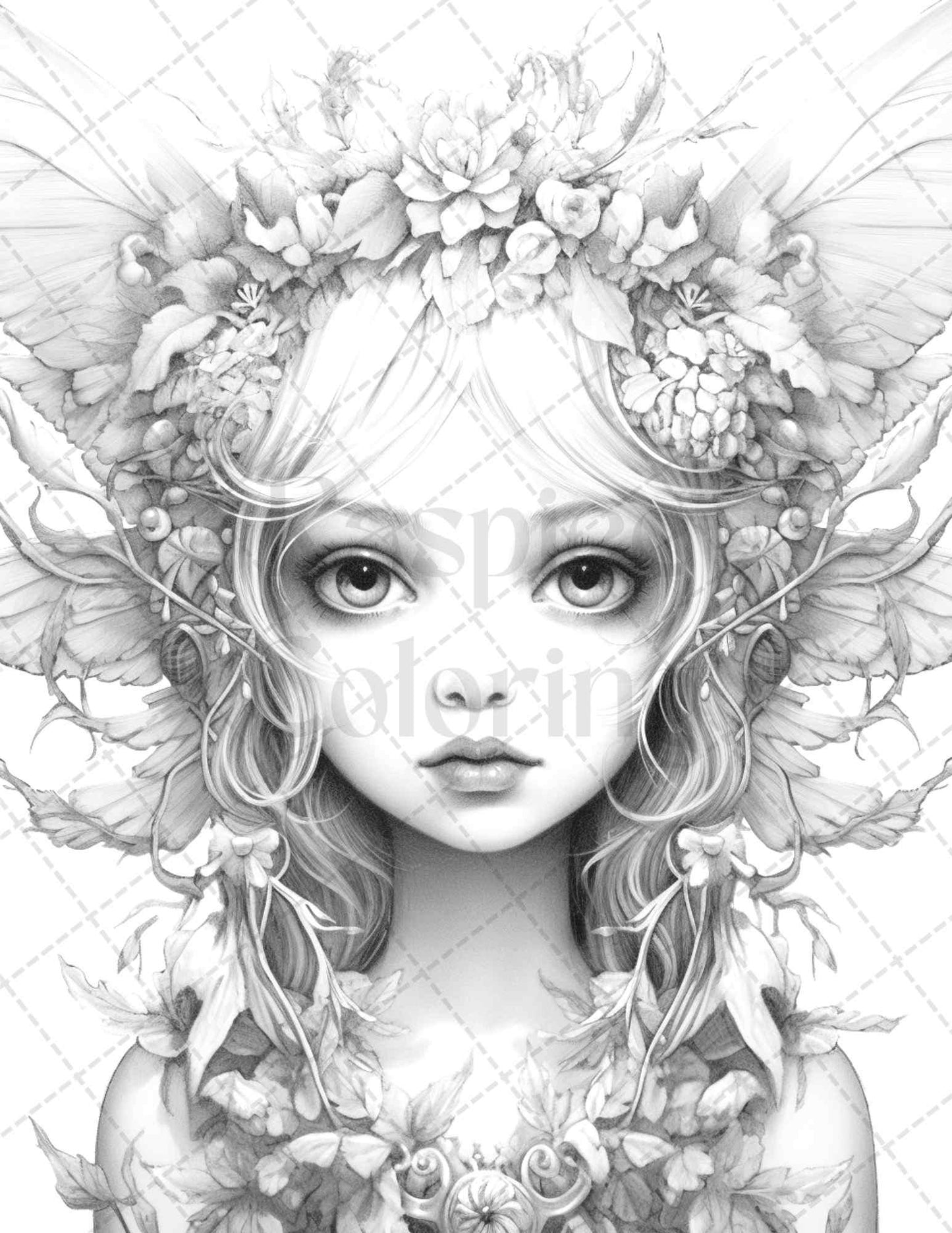 45 Adorable Chibi Fairy Grayscale Coloring Pages Printable for Adults, PDF File Instant Download