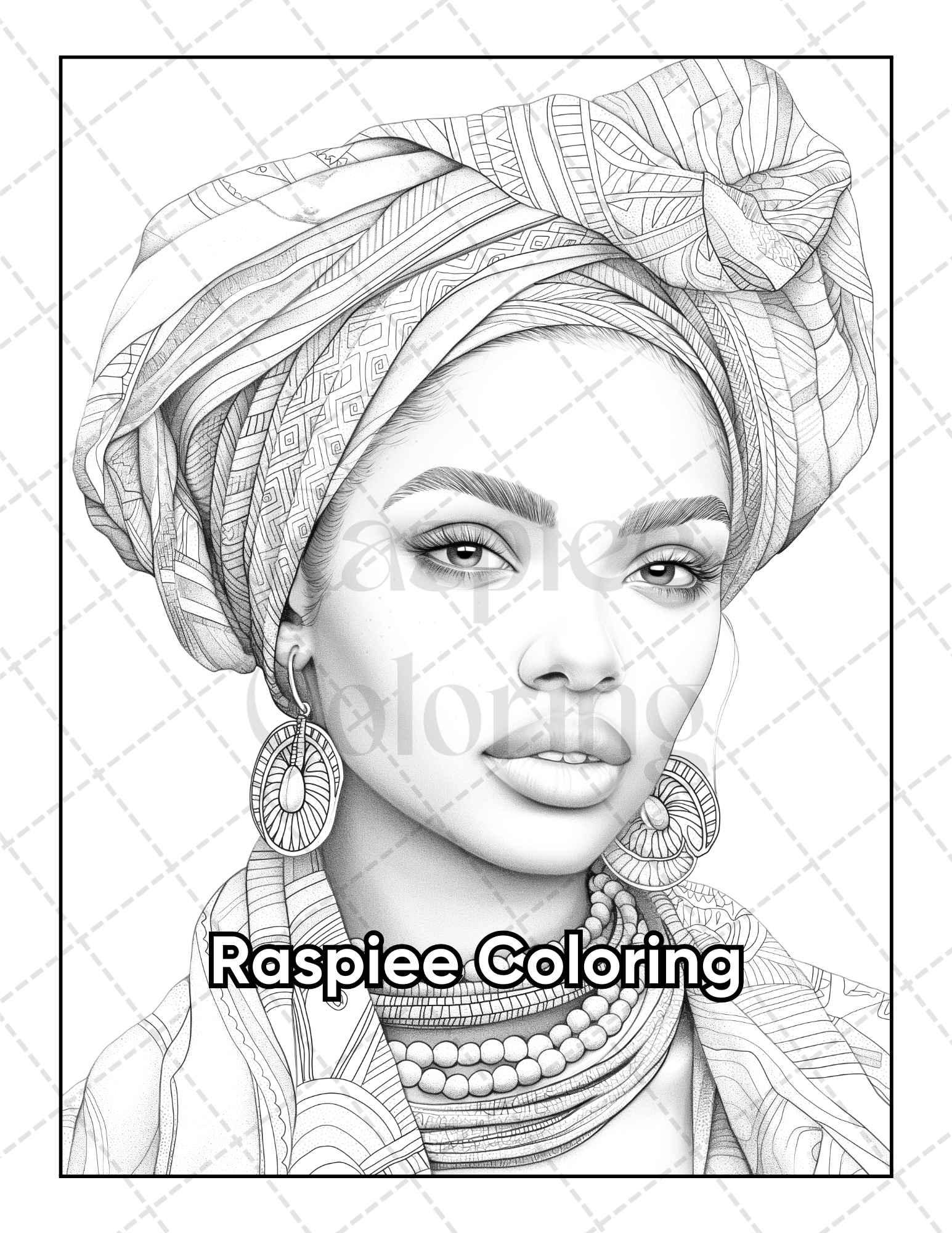 50 Black Women Portrait Coloring Pages for Adults Printable PDF Instant Download