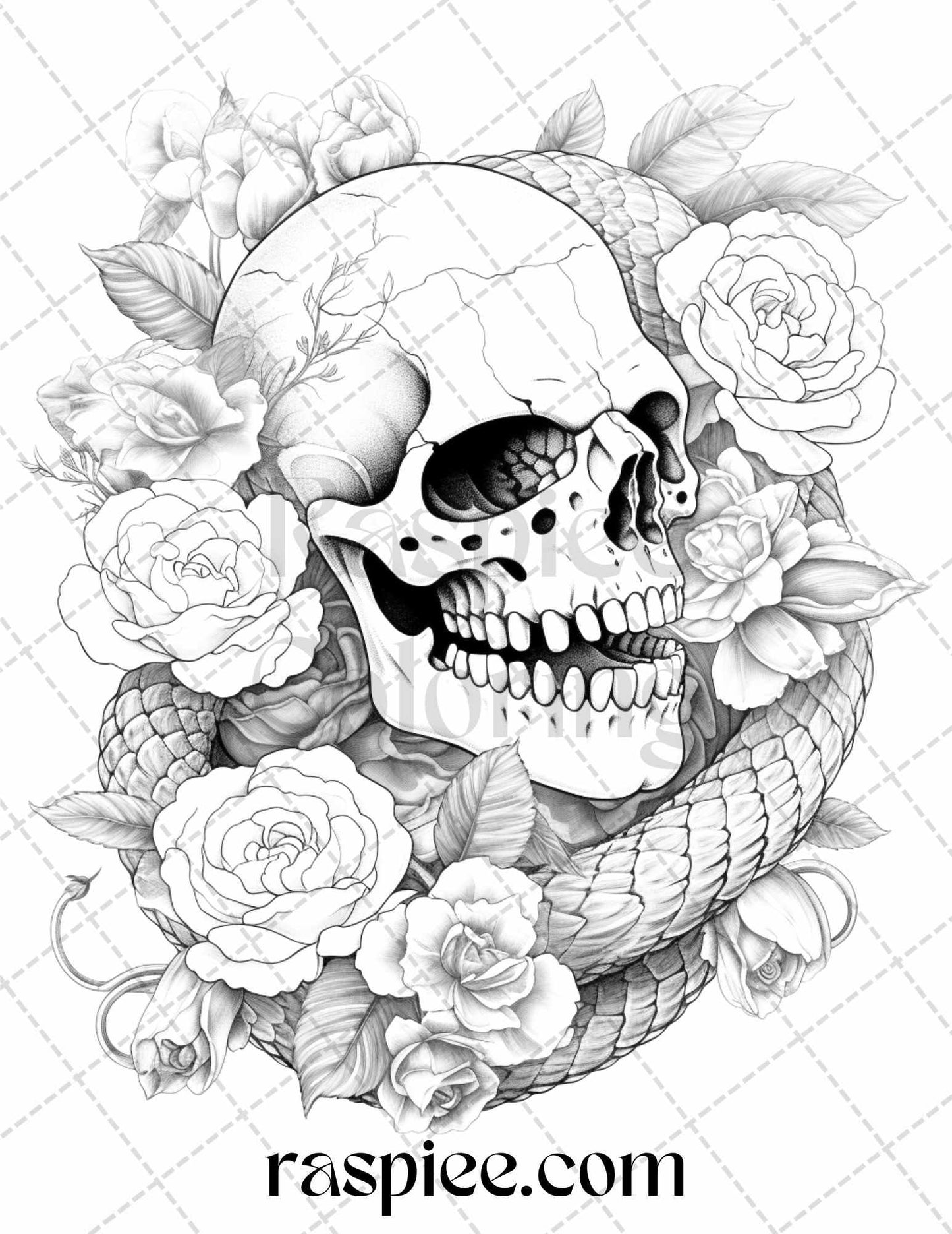 40 Beautiful Tattoos Grayscale Coloring Pages Printable for Adults, PDF File Instant Download