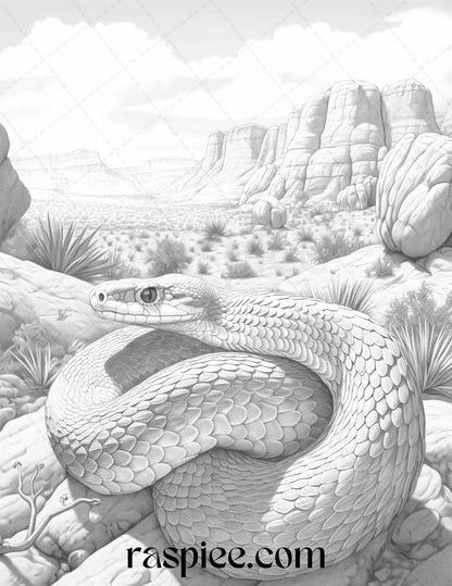 43 Desert Animals Grayscale Coloring Pages Printable for Adults, PDF File Instant Download