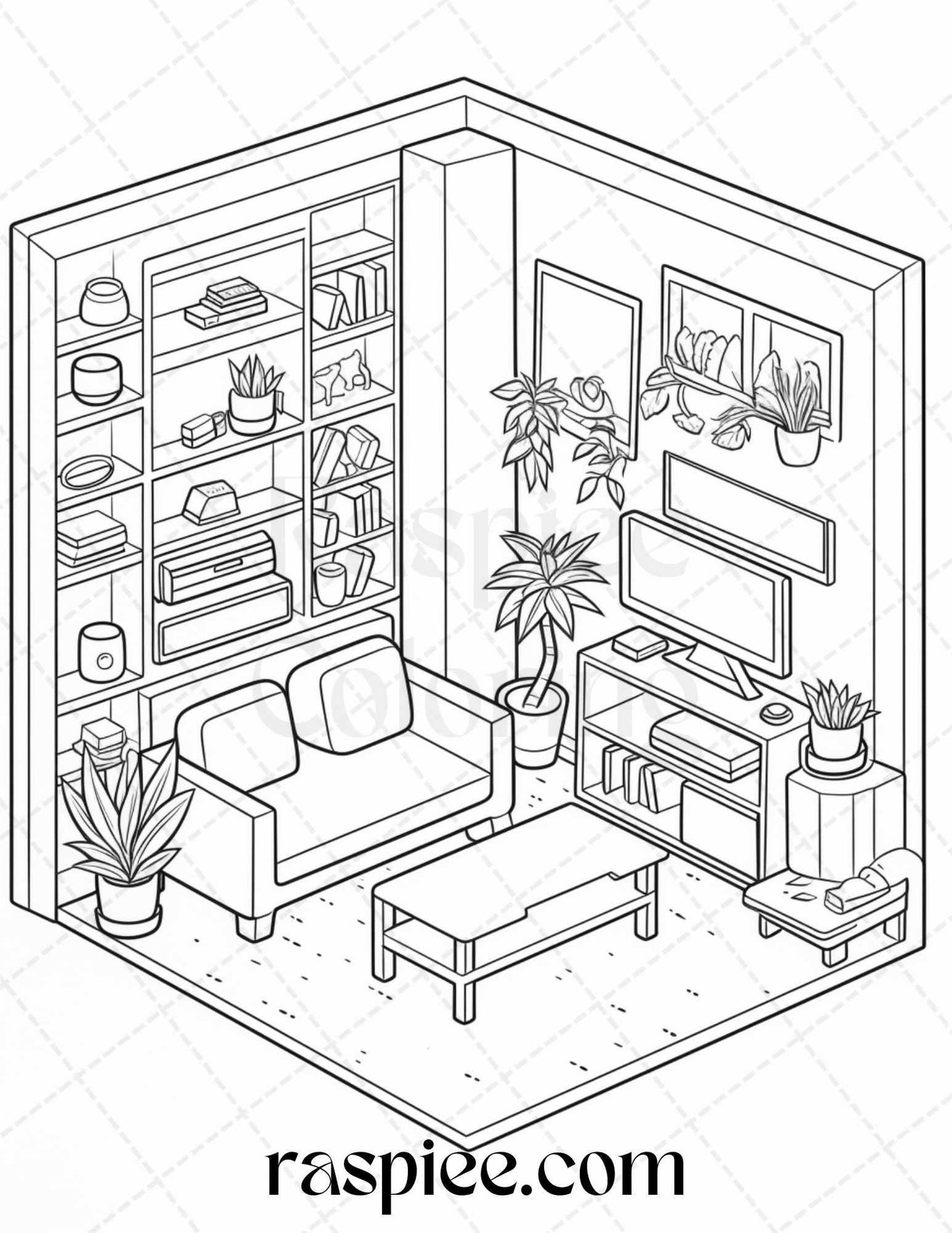 40 Pocket Room Coloring Pages Printable for Adults Kids, PDF File Instant Download