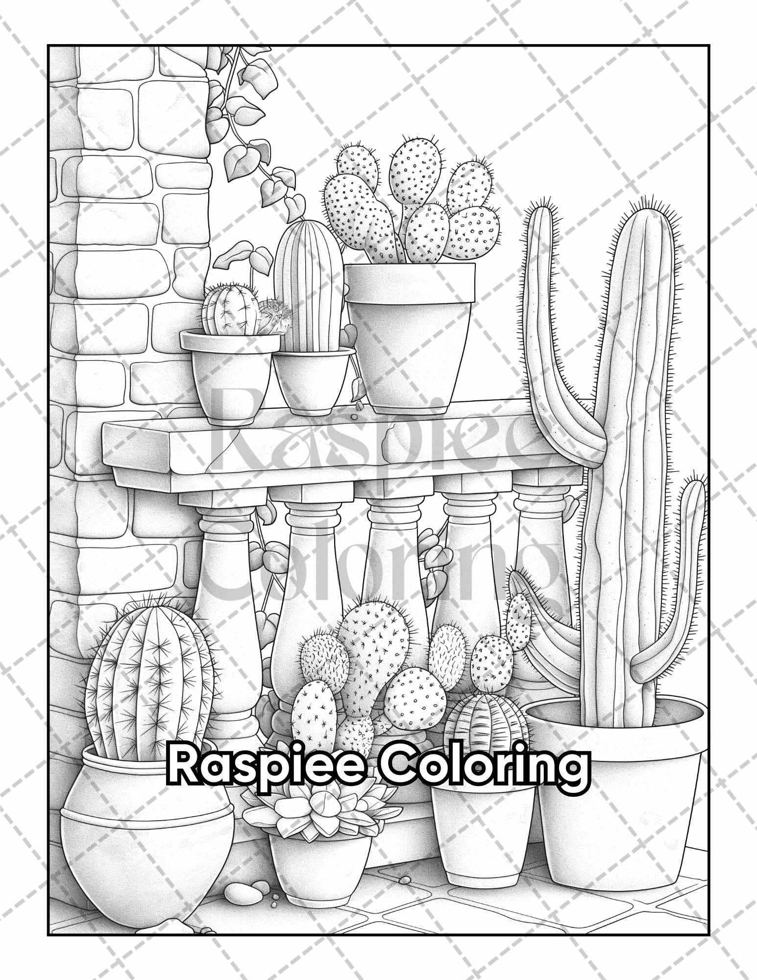 50 Balcony Garden Adult Coloring Pages Printable PDF Instant Download