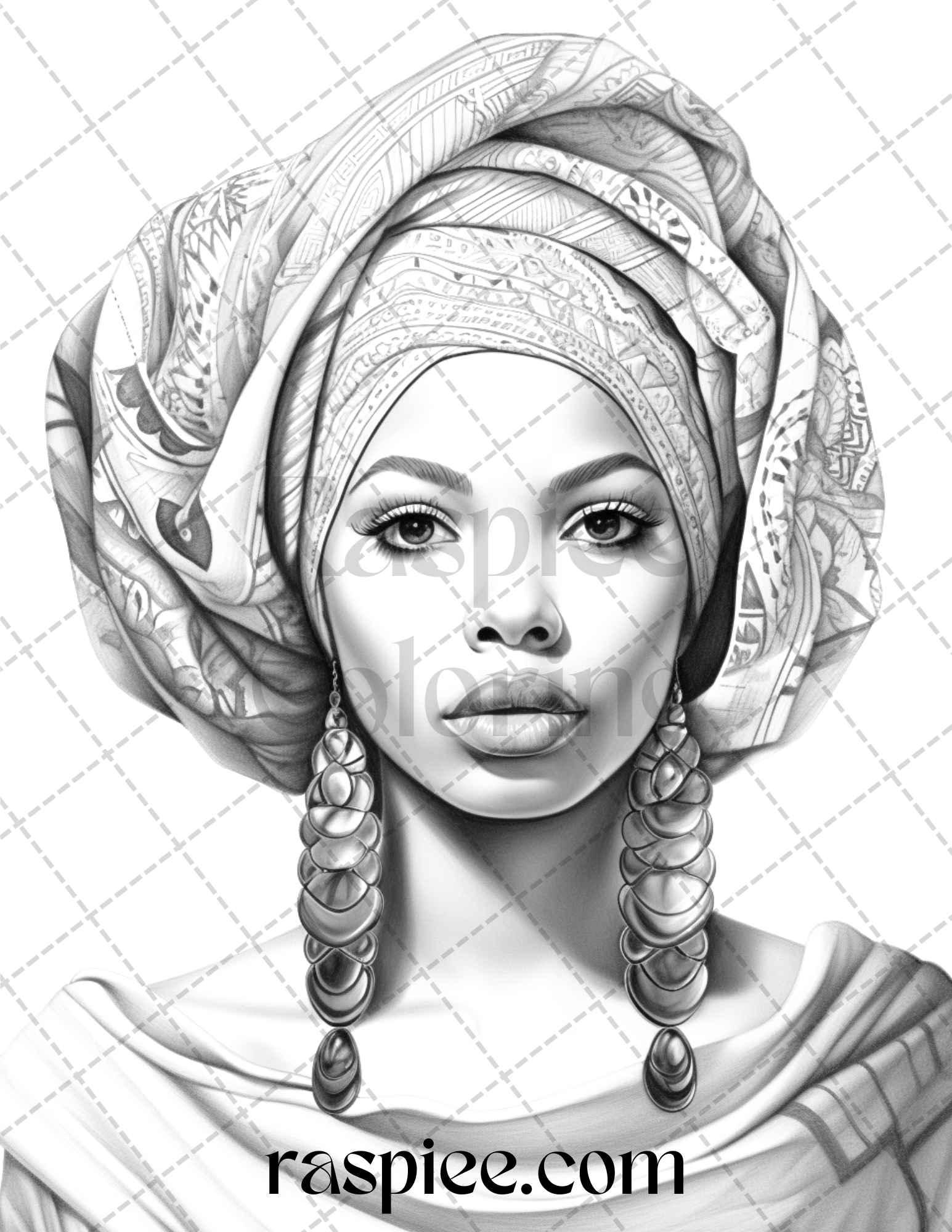 40 Beautiful African Women Grayscale Coloring Pages Printable for Adults, PDF File Instant Download