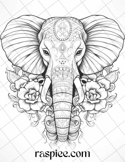 40 Beautiful Tattoos Grayscale Coloring Pages Printable for Adults, PDF File Instant Download