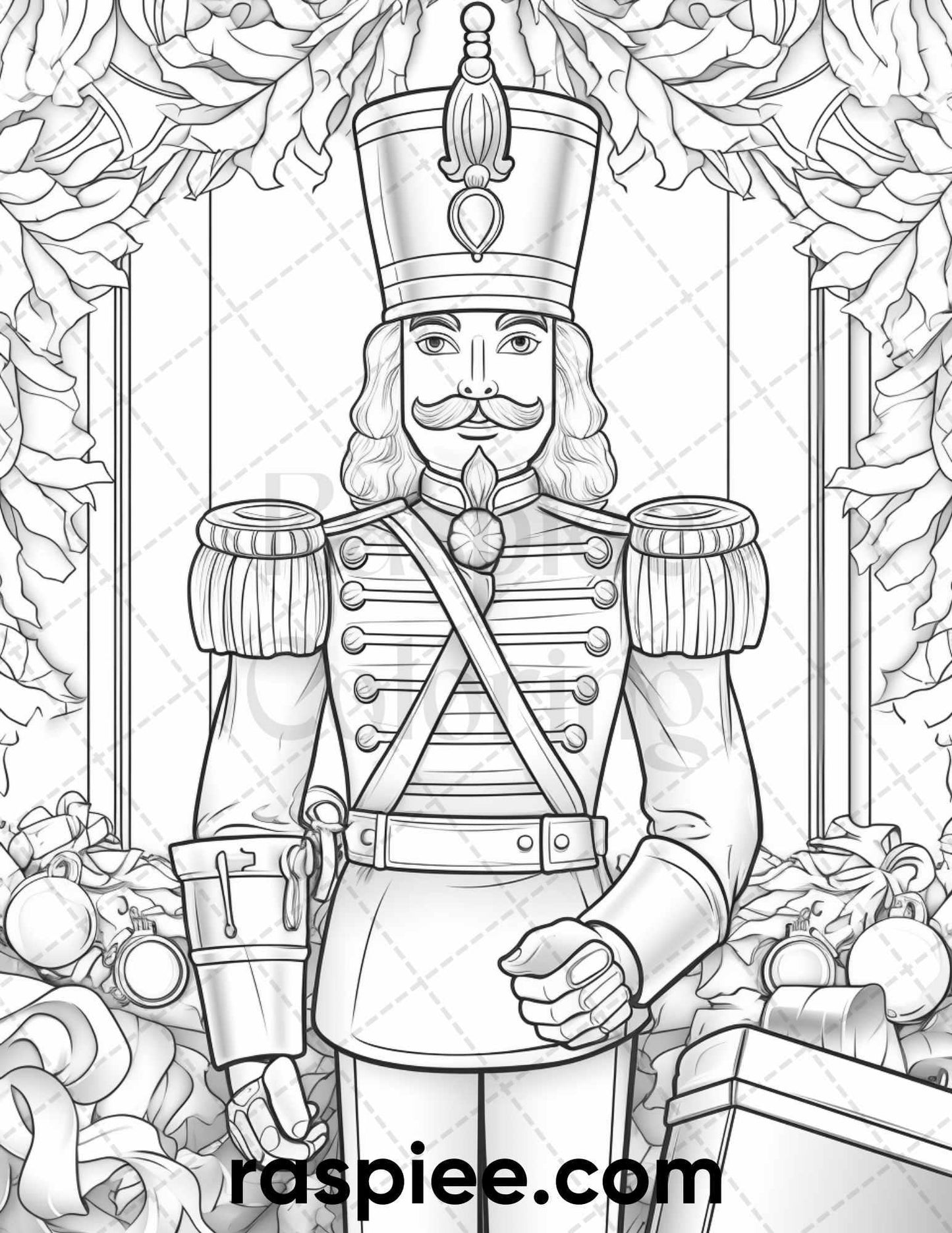 40 Christmas Nutcrackers Grayscale Coloring Pages for Adults, Printable PDF File Instant Download