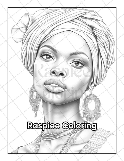 50 Black Women Portrait Coloring Pages for Adults Printable PDF Instant Download