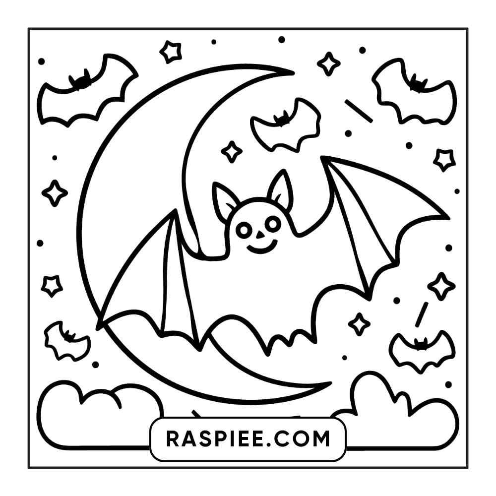 100 Bold and Easy Cute Halloween Coloring Pages Printable PDF Instant Download